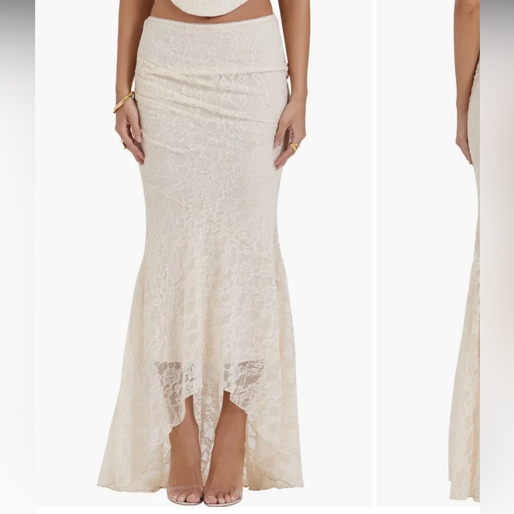 House of CB Cream Lace Maxi Skirt – Size M